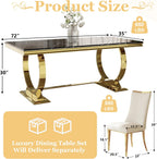 7 Piece Dining Room Table Set for 6, Kitchen and Dining Room Table Set with 70" Gold Rectangular Dining Table and 6 White Velvet Upholstered Dining Chairs