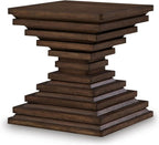 Benjara Reem Side End Table, Square Geometric Hourglass, 28 Inch Dark Brown