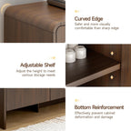 ONBRILL 60" Sideboard Buffet Cabinet with Storage, Curved Design Farmhouse Modern Coffee Bar Cabinet with 4 Doors & Adjustable Shelves for Living Room, Kitchen, Hallway, Walnut