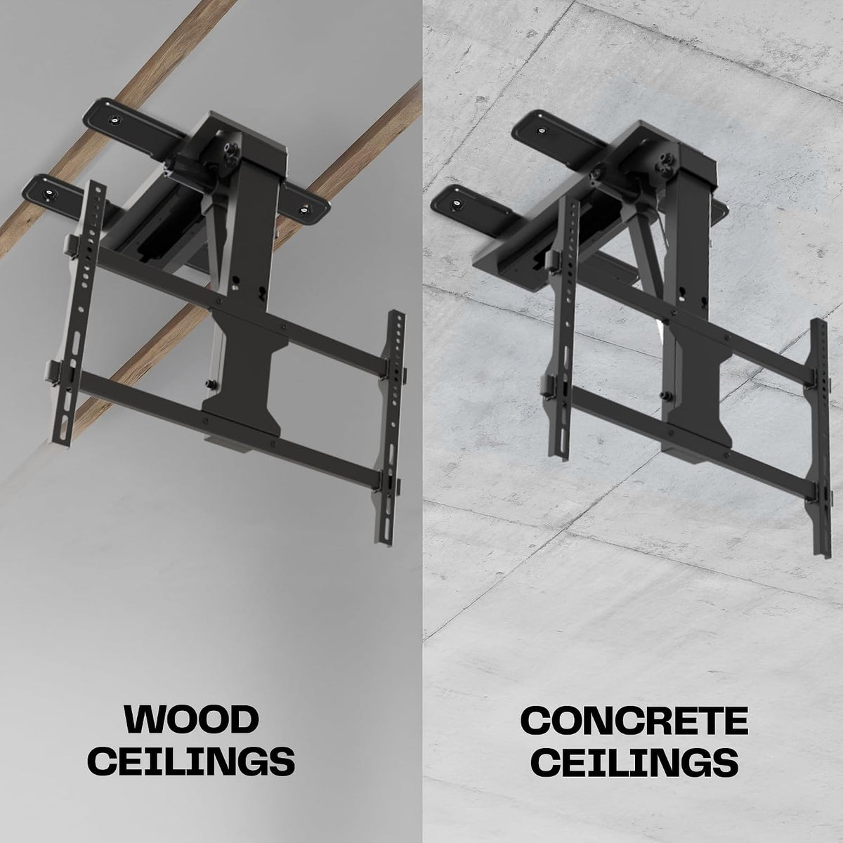 VIVO Black Electric Ceiling TV Mount for 37 to 70 in Screens, MOUNT-E-FD75C | Large Motorized Flip Down TV Mount, Pitched Roof VESA Mount, Heavy Duty Steel, App and Voice Control, Holds 99 lbs