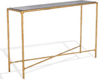 SAFAVIEH Couture Collection Jessa Brass Base & Black Marble Top Rectangular Console Table, Fully Assembled