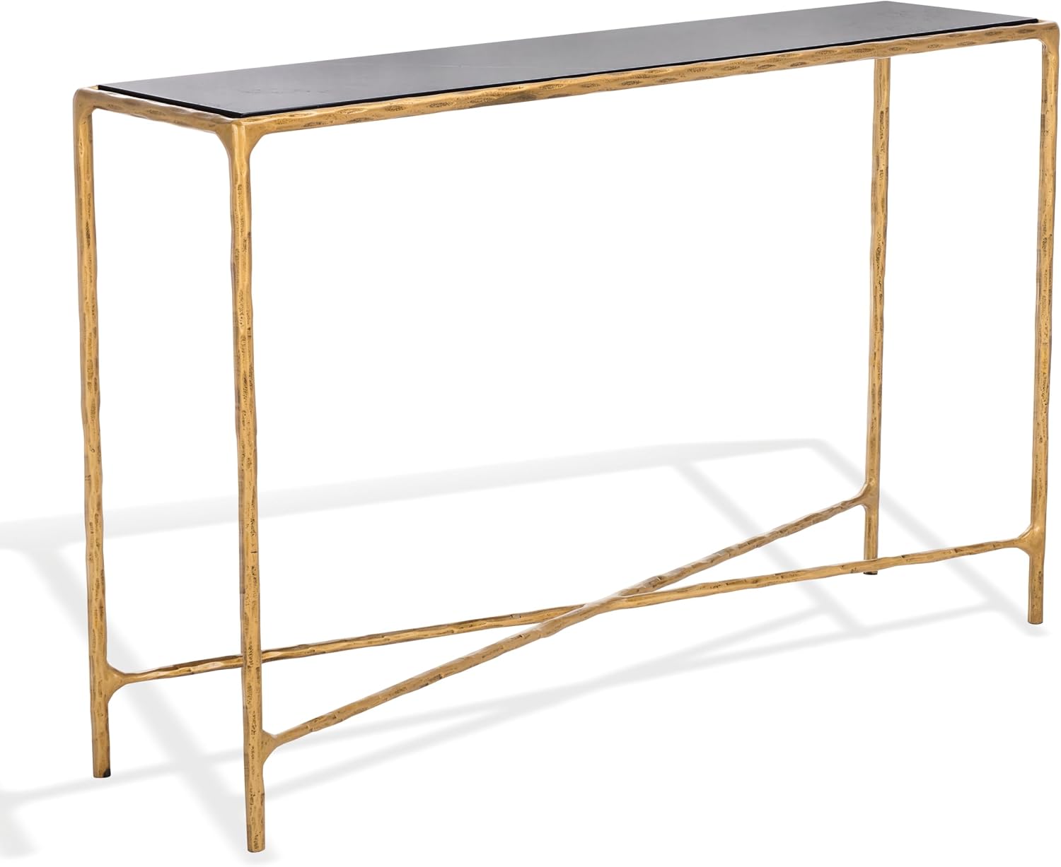 SAFAVIEH Couture Collection Jessa Brass Base & Black Marble Top Rectangular Console Table, Fully Assembled