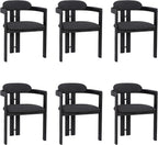 Armen Living Jazmin Contemporary Dining Chair in Black Brushed Wood Finish and Charcoal Fabric - Set of 6