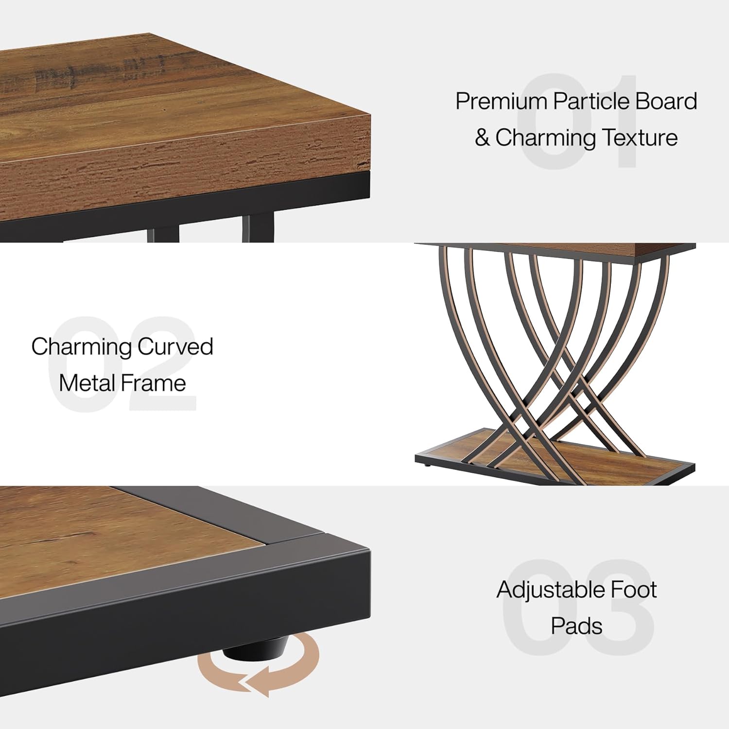 Tribesigns Side Table, 2-Tier Narrow End Table for Living Room, Industrial Nightstand with Metal Frame, Small Bedside Tables for Bedroom, Sofa Couch, Small Spaces, Rustic Brown