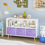 Kids Bookcase with Collapsible Fabric Drawers, Toddler Table and | Multi-purpose kids furniture set for bedroom with collapsible fabric drawers, sturdy MDF board, easy setup, perfect for