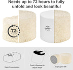 Hansleep Round Pouf Ottoman Foot Rest, Footstool, 17 x 14 Inch, Beige | High-Density One-Piece Foam, Firm & Stable, for Couch, Bedroom, Living Room, Mechine Washable Cover