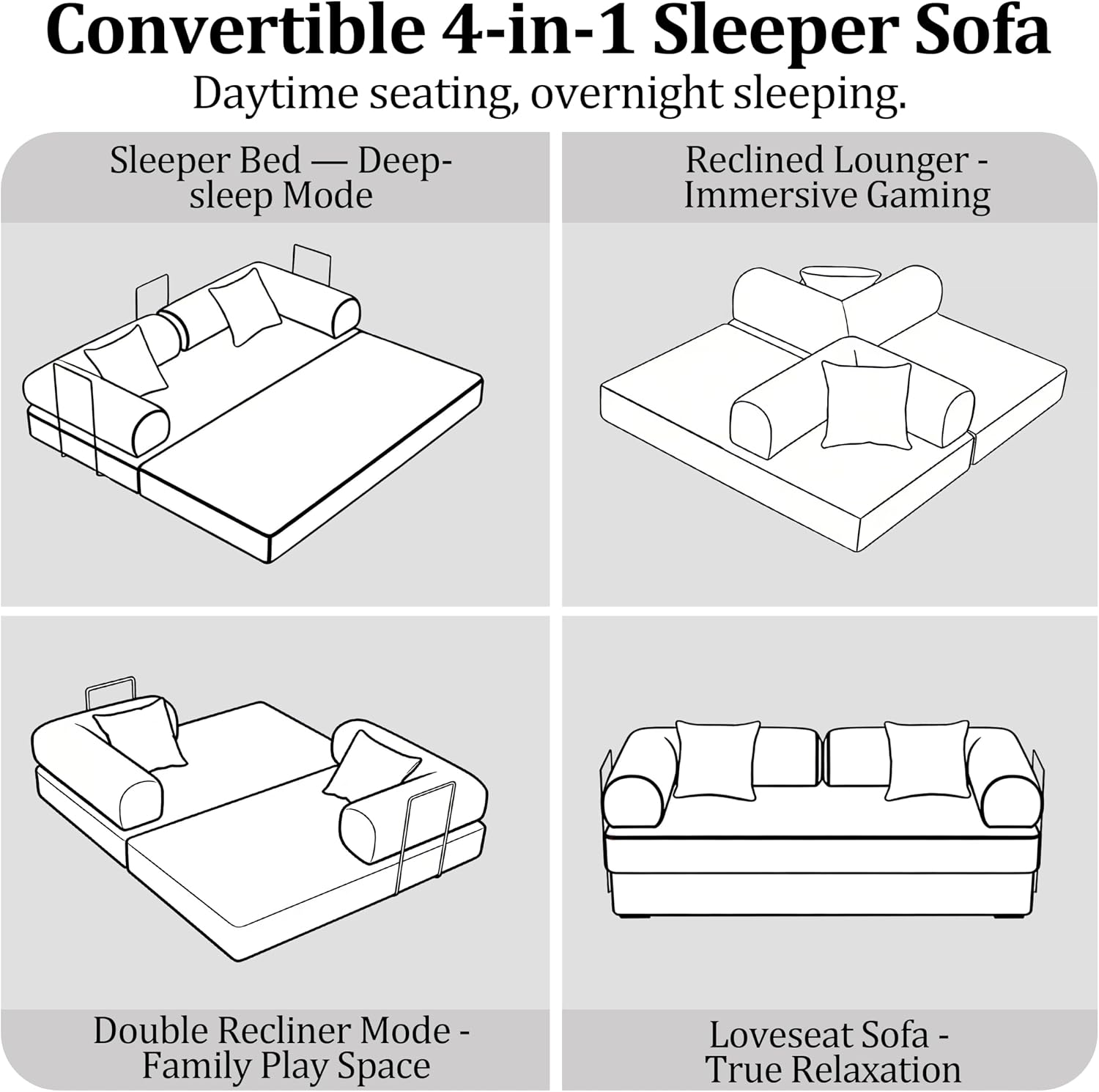 53.15'' Convertible Compressed Corduroy Folding Cloud Sofa Bed, Modern Pull Out Loveseat Sleeper in a Box, 4 in 1 Floor Mattress Futon Cloud Couch, No Assembly Needed, Orange, Pillows, Full