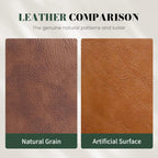 Couchus Genuine Leather Ottoman, Square Pouf Footstool (Round, Brown) | Modern Upholstered Ottoman, Floor Pouf for Living Room, Bedroom