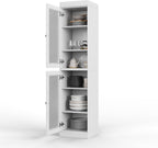Palace Imports Solid Wood Kitchen Pantry Cabinet w/Frosted Glass Doors - Narrow Storage Cabinet - 16.5" Wide x 71.5" Tall - White, Adjustable Shelves, 100% Eco-Friendly Wood, Modular Cabinets