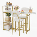 Garvee Dining Table Set for 2, 3-Piece Expandable Bar Table and Chairs Set | Bar Table and Chairs Set with Storage Shelves and Wine Rack, Small Kitchen Dining Set for Living Room, Apartment