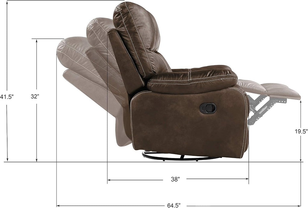 Wallace & Bay Hooper Swivel Recliner Glider, Dark Brown
