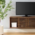 Modway Render 46" Mid-Century Modern Wall Mount Media Console TV Stand, 46 Inch, Walnut