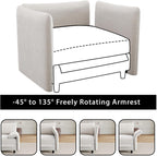 DreamDashio Chenille Armrest/Backrest Adjustable Angle for Modular Sectioanl Sofa, 3 Pieces, Beige