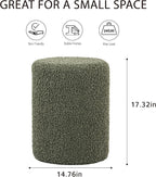 O2B Modern Round Ottoman with Soft Padded Seat – Multifunctional Vanity Chair, Upholstered Footrest Stool for Living Room and Bedroom