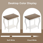 ChooChoo End Tables Living Room, Side Tables Living Room with Curved Legs and Storage Shelf, Small End Tables for Small Spaces, Soft White