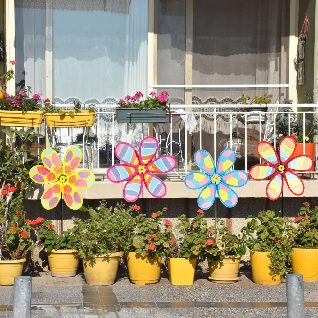 4PCS Wind Spinners for Yard and Garden, Lawn Yard Decorations Pinwheels Colorful Whirligigs Windmill Kids Toys for Outdoor Decor