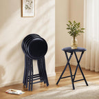 Homy Casa 18-Inch Backless Folding Stools with Soft Seat, Portable Waterproof Faux Leather Stools Foldable Chairs with Sturdy Frame for Indoor and Outdoor Use (Black, Set of 1)