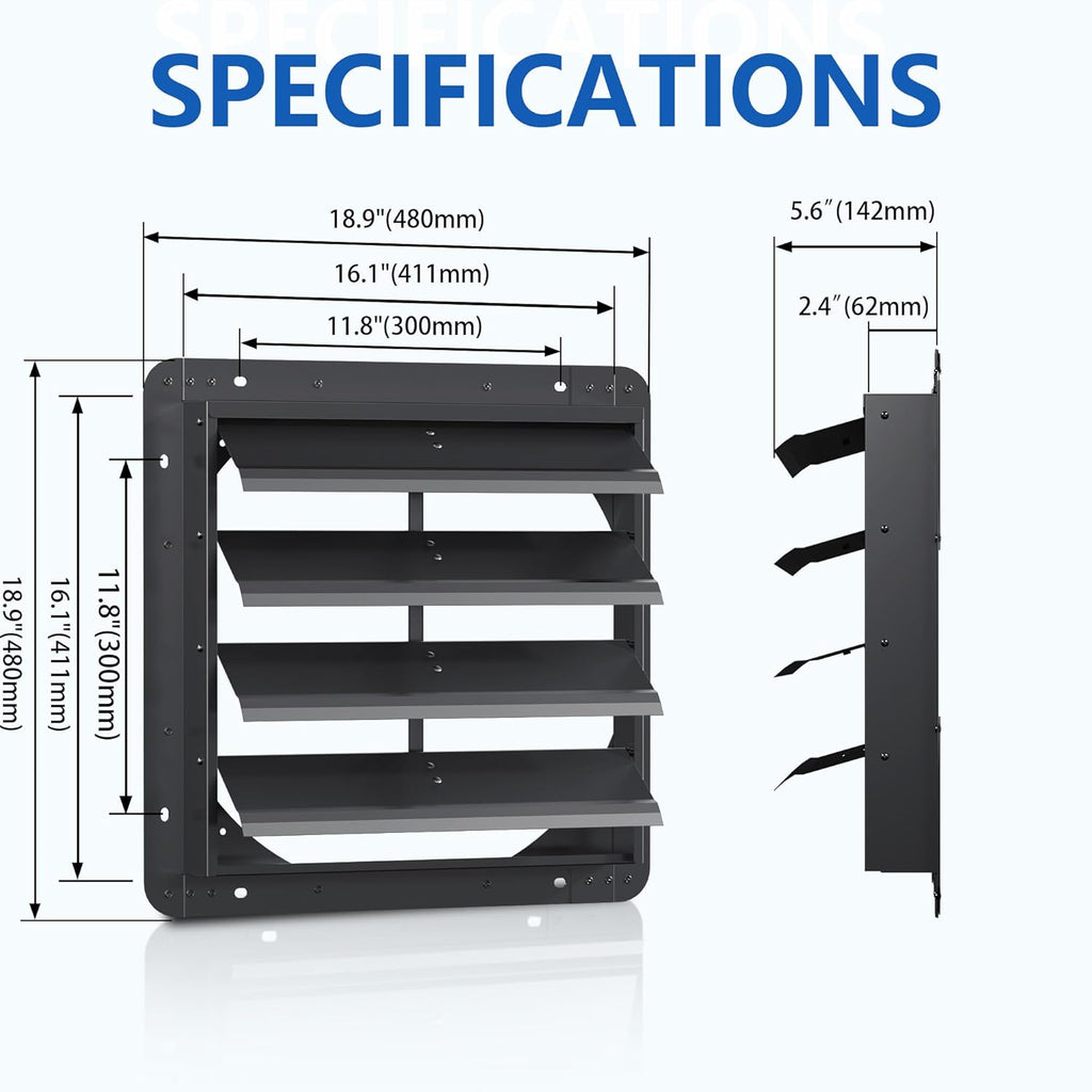 16 Inch Aluminum Automatic Shutter Louver Vent (No Fan Blades and Motor) for Home Attics, Workshops, Barn, Greenhouse