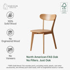 Oak Dining Chairs, Kitchen Chairs, 100% Solid Wood Modern Dinner Chair with Curved Backrest, Dining Room Chair for Kitchen, Living Room, Study (4PK, Natural)