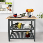 Casual Home Kitchen Island with Solid American Hardwood Top, Slate Gray, 40" W (373-932)