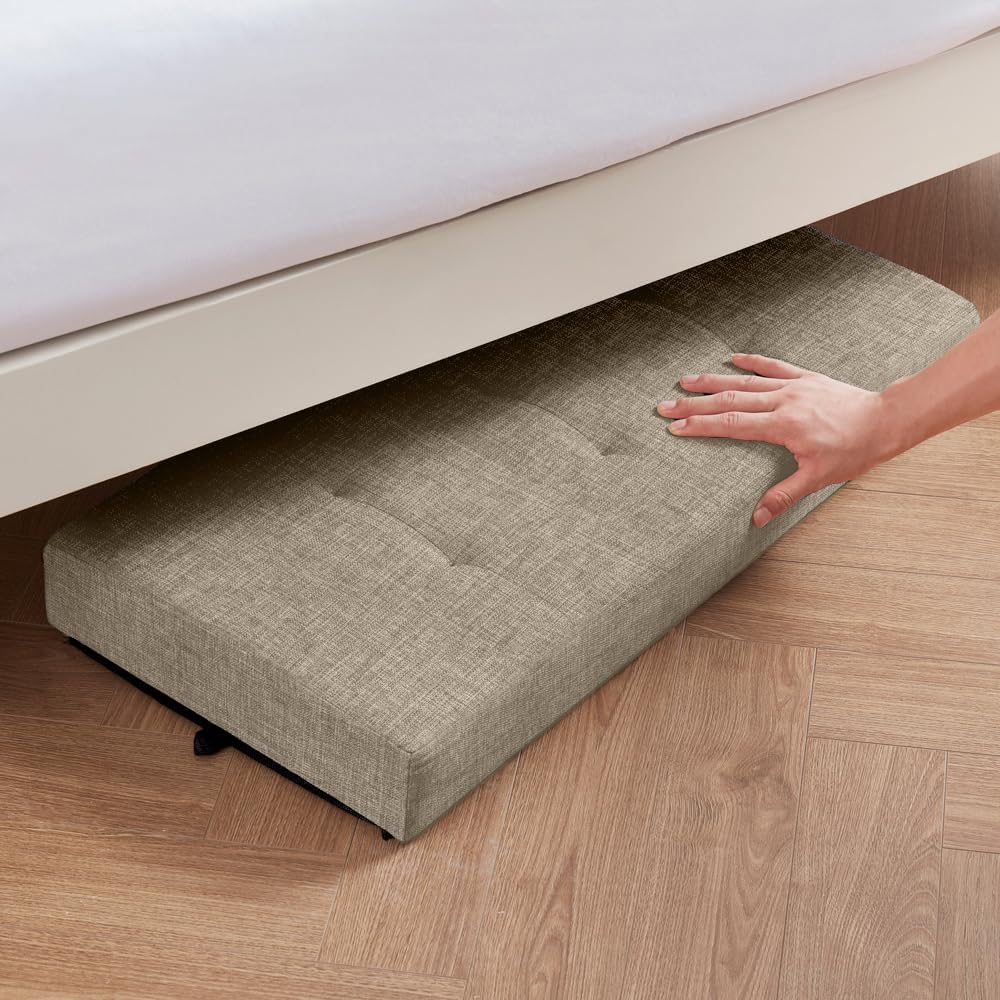 Ornavo Home 30" Large Storage Ottoman Bench with Legs, Taupe | Foot Rest Stool; Ottoman with Hidden Storage; Ideal for Bedroom, Living Room, Entryway or Home Office