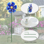 Metal Flower Wind Spinner Garden Lawn Stakes Yard Art, 27 Inch Windmill Outdoor Garden Iron Handicraft Lawn Ornament, Outside Front Metal Yard Art Decor, 5 pieces Outdoor Front Porch Patio Decorations