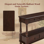 Vintage Solid Wood Console Table with 6 Drawers - 54" Hallway Sofa Table with Bottom Shelf for Entrance, Living Room & Foyer, Espresso
