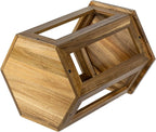 MyGift Hexagon Acacia Wood End Table with Shelf – 20-Inch Tall Small Side Table for Living Room or Bedroom