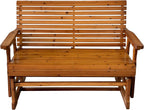 Fortune Candy Wooden Patio Glider with High Roll Back and Deep Contoured Seat, Solid Fir Wood, 2-Seater, Heavy Duty 800 LBS, 4 Ft. (Cedar Tone PU)