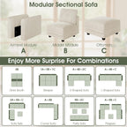 LLappuil Sectional Sofa Modular Cloud Couch with 5 Storage Seats & 3 Throw Pillows, Corduroy U Shaped Couches for Small Space, Rearrangable Apartment Sofas, Scratch Resistant, Beige