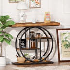 RANXFLOAT Console Tables for Entryway, 4-Tier Industrial Narrow Wood Sofa Table, Entryway Table with Storage Shelves for Living Room (Without Outlet & LED)