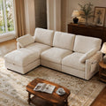 Modular Sectional Couch Chenille Fabric Upholstery Washable Sofa with Side Pocket No Tool Assembly Cloud Seating Comfort Couches for Livingroom Apartment - Beige 3 Seater with Ottoman 94"