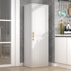 Metal Narrow Pantry Cabinet with Doors and Shleves, 67" H Tall Locker Cabinet, Kitchen Pantry Storage Cabinets for Kitchen, Living Room, Bathroom (1Door-Lock, White)