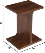 Jofran Idiom Acacia Wood Modern Accent End Table, I-Shape Side Table for Living Room Bedroom, Contemporary Small End Table, Walnut