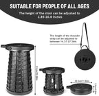 Portable Telescoping Stool, Retractable Folding Stool for Camping Garden Fishing Hiking Travel BBQ, Adjustable Collapsible Stools Max Load 400lbs
