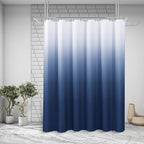 96 inch Blue Shower Curtains for Bathroom, Ombre Textured Fabric Long Shower Curtain Set with 12 Hooks, Machine Washable, Navy Indigo Blue Bathroom Decor 72 x 96 Extra Long