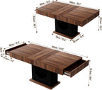 55" Dining Table for 4 to 6 People, Farmhouse Wood Dinner Table with Drawers & Open Storage for Kitchen, Dining Room & Living Room (Walnut & Black)