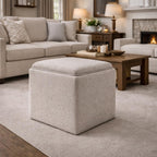 HomePop 17.5" Storage Ottoman with Tray Top - Light Brown Woven