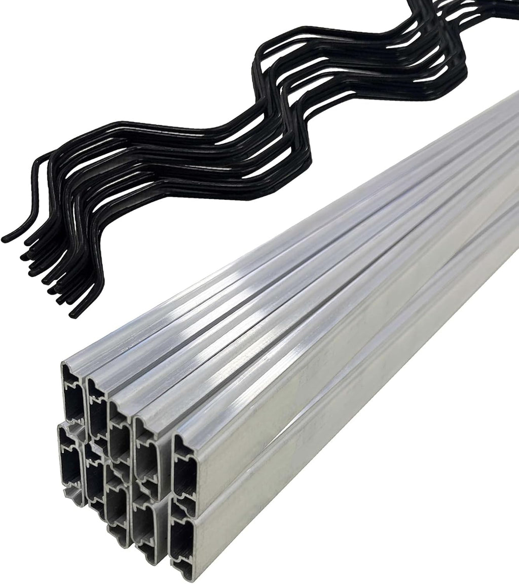 6.6 ft Set of 20 Greenhouse Spring Wire and Lock Channel Kit, PVC-Coated Wires and Aluminum Lock Channels for Greenhouse Plastic Film,Shade Cloth
