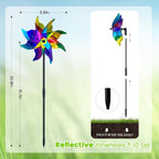 10 PCS Reflective Pinwheels for Yard and Garden Bird Devices Pre-Installed Sparkly Wind Spinner Deterrent to Scare Birds Away from Yard Patio Farm (Multicolor-1)