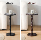 100% Solid Wood Round Side Table, Small Drink Table for Small Spaces, Modern End Table Accent Nightstand for Bedroom, Living Room, Corners and Office, Brown