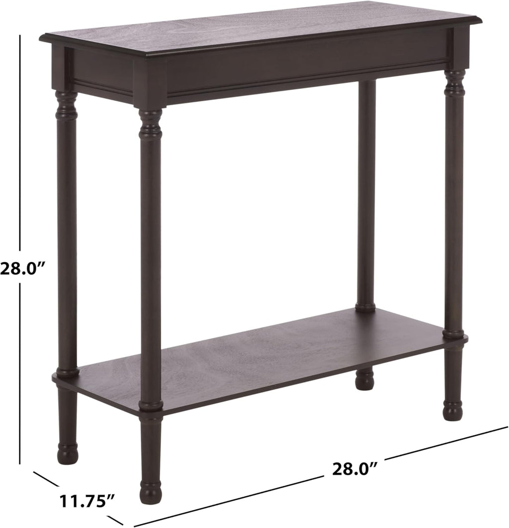 SAFAVIEH Furniture - Tinsley Rectangle Console Table - Dark Chocolate - Solid Wood - Farmhouse Turned-Leg Design - Ideal for Entryway, Living Room, Hallway, 28" W x 11.75" D x 28" H (CNS5724D)