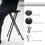 COOZMENT 24-Inch Folding Stool with Handle, Folding Bar Stool with Non-Slip Feet,Folding Chair,Indoor and Outdoor Foldable Stool for Adults,500 lbs Capacity,Kitchen,Game Room(13"×11.5"×24")