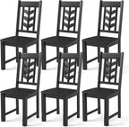 NAFORT Wood Dining Chairs Set of 6, Black Kitchen Chairs, Solid Rubber Wood Chair with Non-Slip Foot Pads, Max Load of 430 Lbs, Farmhouse Seat High Chevron Back Dining Room Chairs