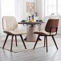 BV Dining Chairs Set of 2, PU Leather Armless Kitchen Chair in Modern Walnut Style, Mid Century Bentwood Side Chair with Wood Legs, Retro Accent Guest Chair for Kitchen Dining Room(Beige)