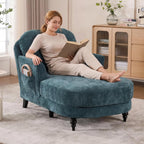 Chaise Lounge Chair Indoor, 59.8" Oversized Couch Reading Chairs, Chenille Comfortable Deep Sleeping Single Sofa, Upholstered Modern Couch Sofa Bed for Living Room, Bedroom & Apartment (Teal)