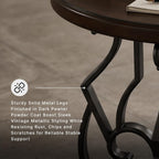 Signature Design by Ashley Frallyn Classic End Table with Curved Metal Supports, Dark Brown & Gray