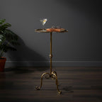 Antique Gold Metal Side Table, Modern Accent Small Drink Table, Coffee Martini Table for Small Spaces,Living Room,Bedroom,Corners