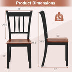 POWERSTONE Dining Chairs Set of 6, Rubberwood Kitchen Chairs, Black | Farmhouse Dining Chairs with W-Shaped Seat & Spindle High Back for Dining Room, Cafe, Canteen