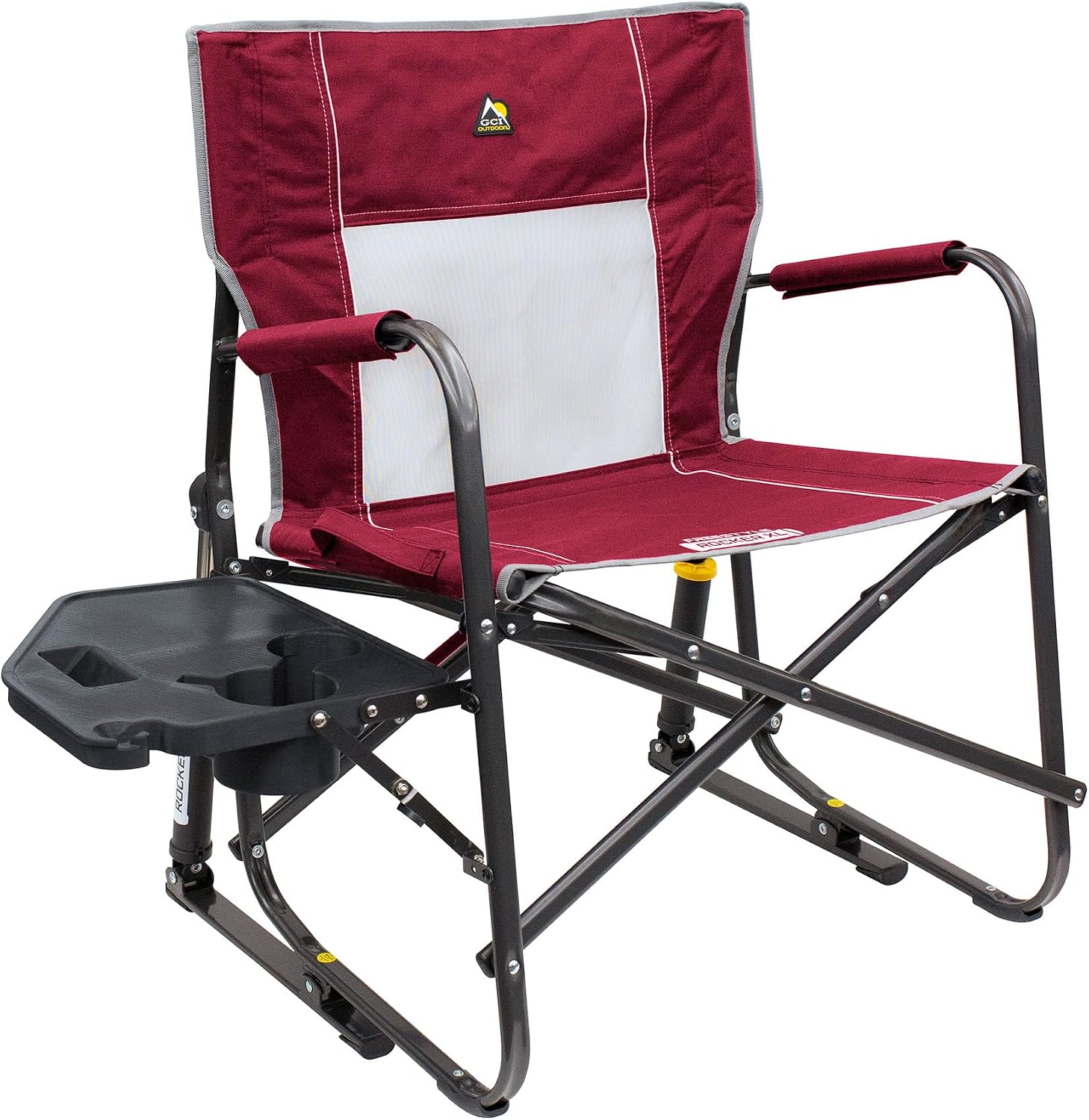 GCI Outdoor Freestyle Rocker XL Camping Chair with Side Table - Red